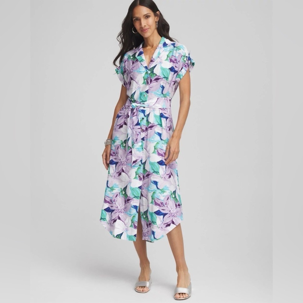 Chico's Hammered Rayon Midi Floral
Shirtdress